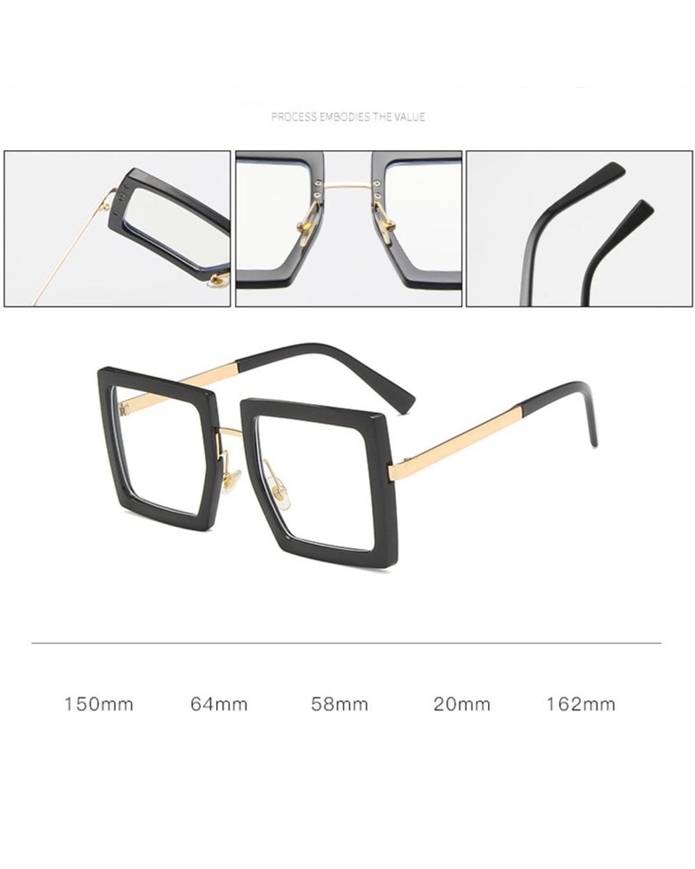 Oversized Eyeglass Frames For Women Trendy Classic Square Transparent Computer Optical Lenses Glasses Clear Lens Eyewear front-5