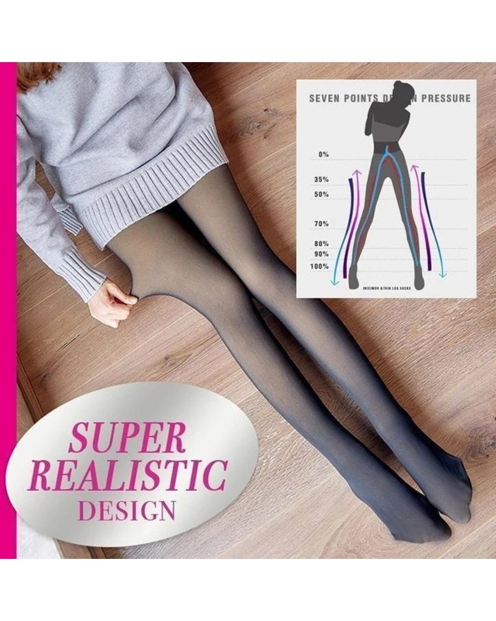 Fashion Hight Wasit Legs Fake Pantyhose for Women Thin Tights Tight Flawless Legs Warm Fleece Pantyhose front-3