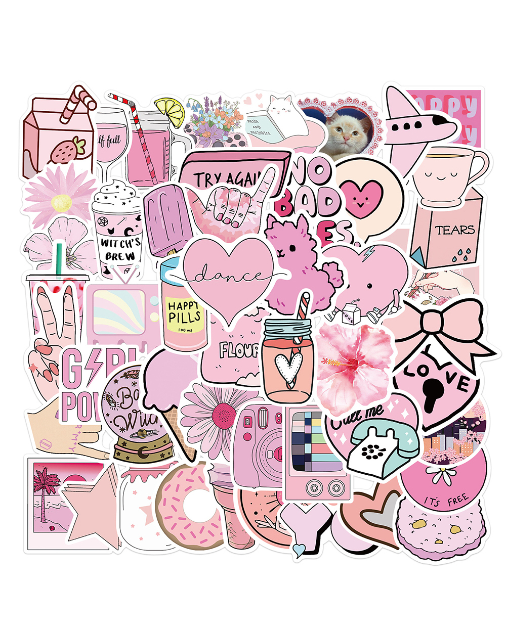 10/30/50PCS Funny Pink Style Girl Cartoon Aesthetic Stickers Car Motorcycle Travel Luggage Guitar Waterproof Graffiti front-1