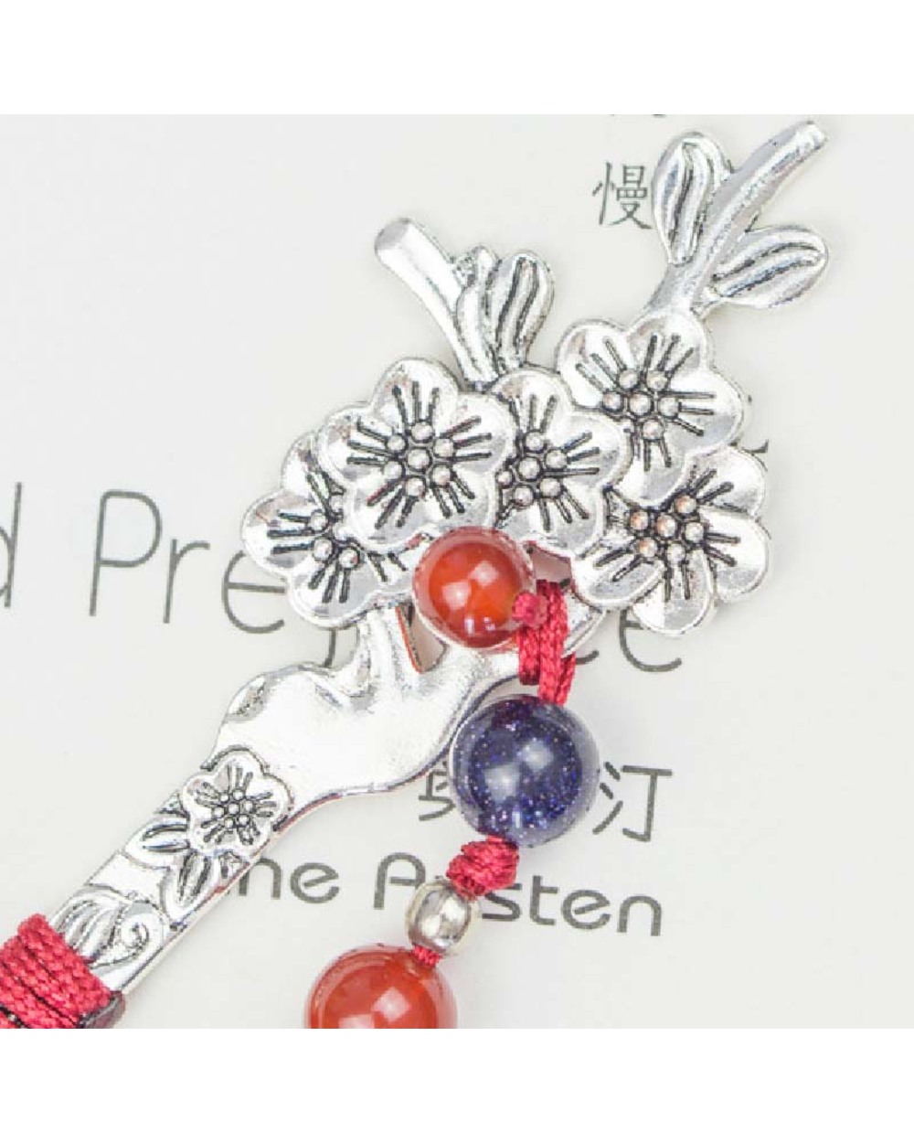 1Pc Chinese Style Retro Metal Bookmark With Tassel Creative Plum Bossom Book Mark Students Stationery School Office Sup front-3