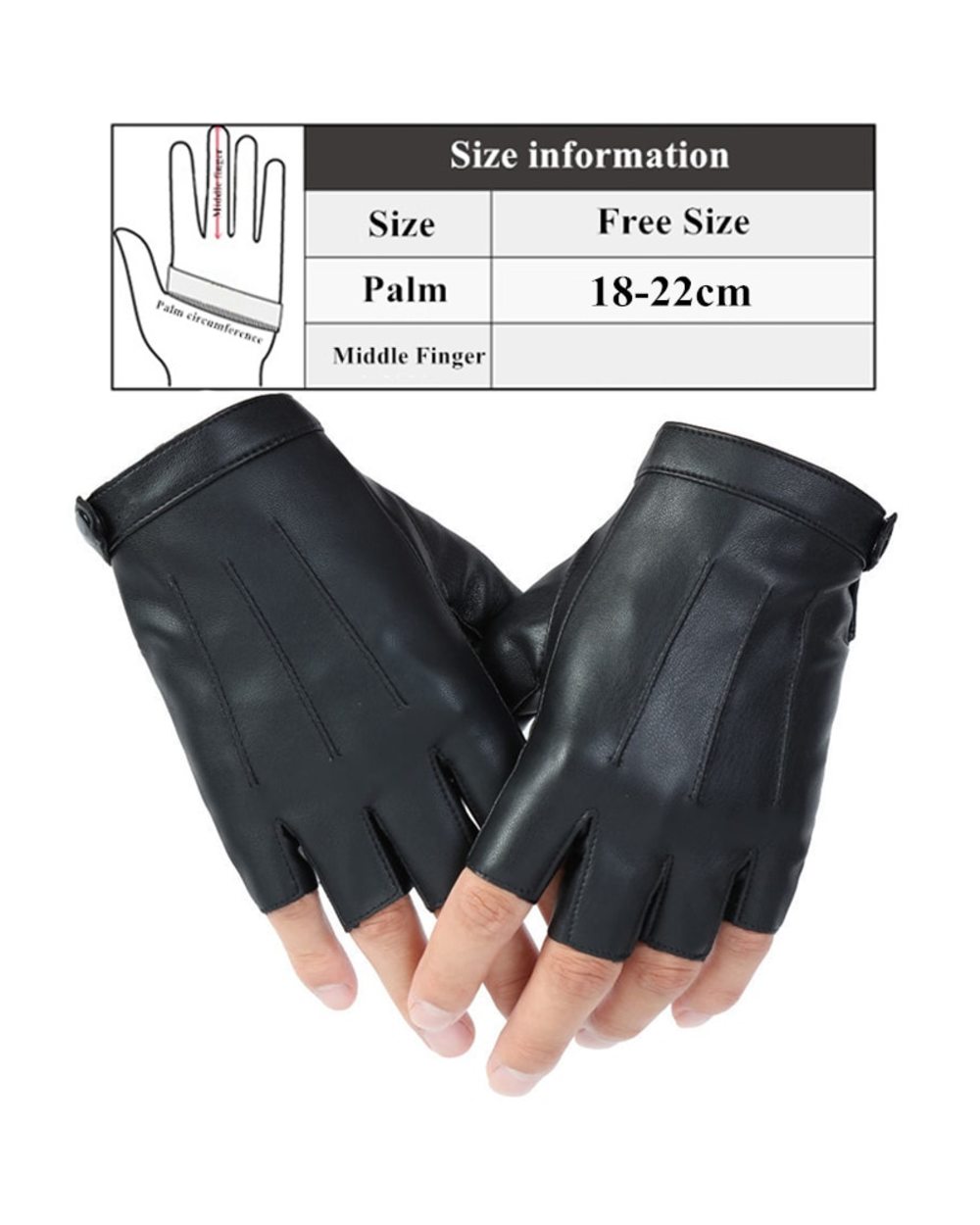 Fingerless Men Gloves Pu Leather Motor Punk Gloves Male Mittens Black Half Finger Outdoor Driving Gloves Guantes Ciclis front-1