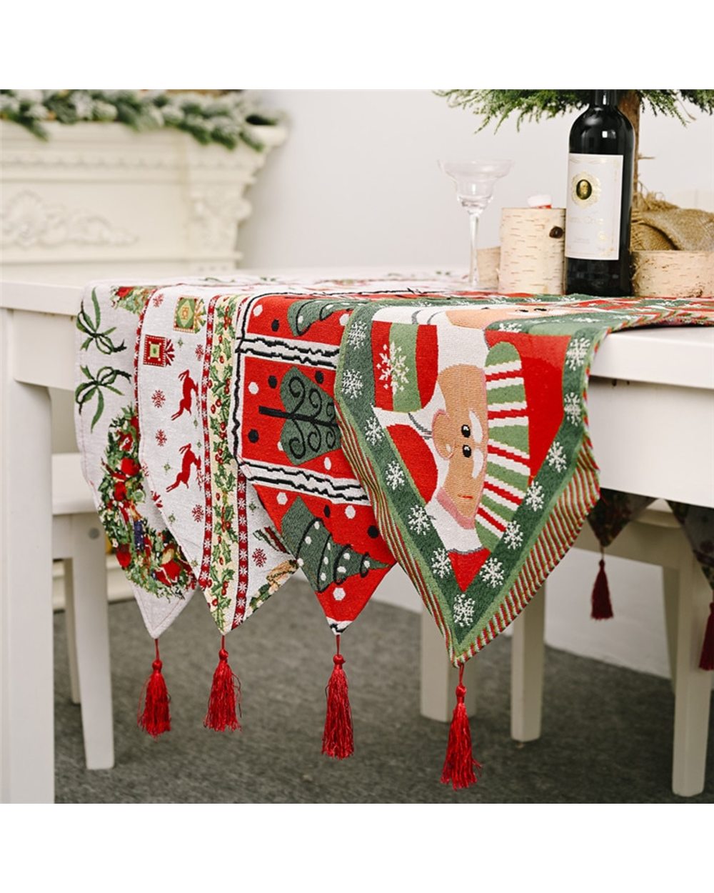 Christmas Gift Elk Snowman Table Runner Merry Christmas Decoration for Home 2021 Xmas Ornaments New Year's Decor 2022 front-1