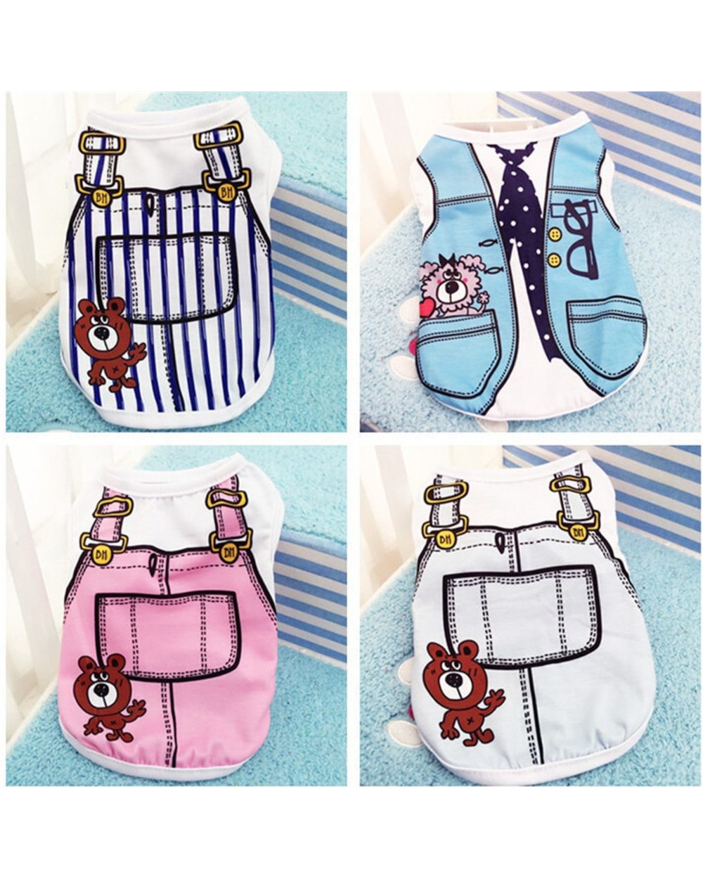 Cotton Pet Clothing Spring and Summer Breathable Dog Clothes Cute Printed Puppy Dog Vest T-shirt for Small & Medium Dogs front-2