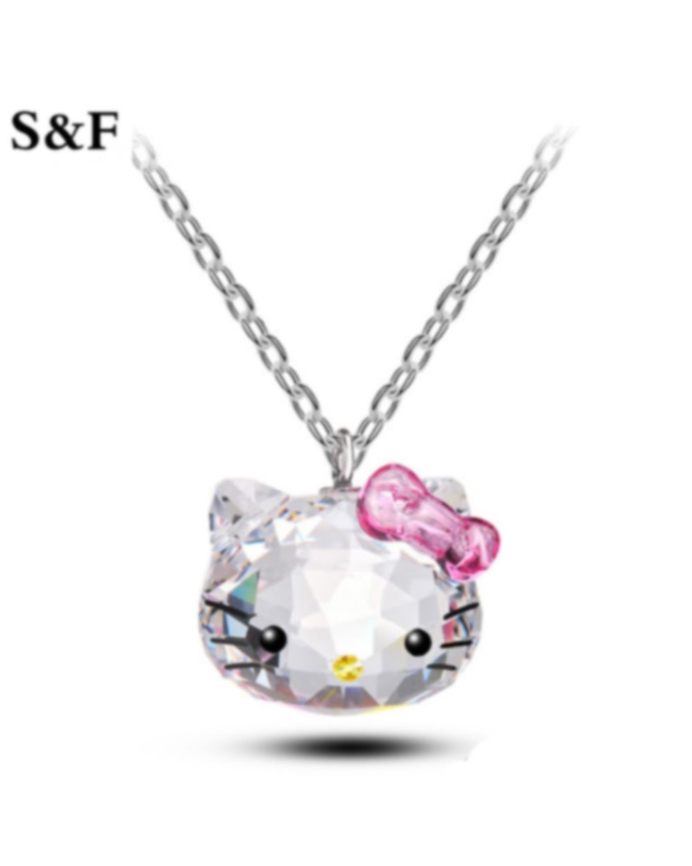 Mainecoon cat Necklace Pink Crystal Cute Porcelain Pendants s Fashion Jewelry for Women Gift front-4