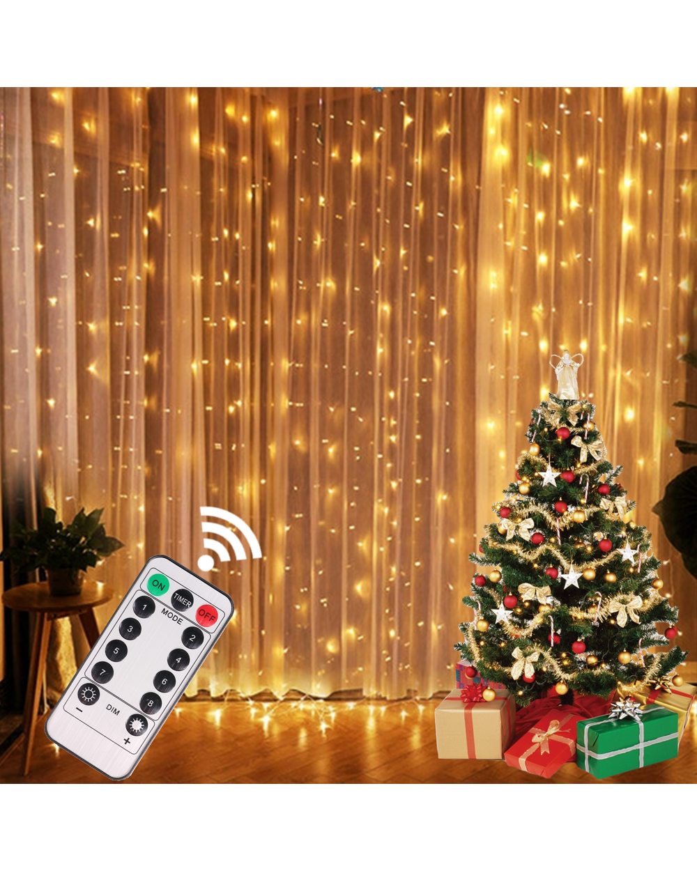 Christmas Lights Curtain Garland front-0