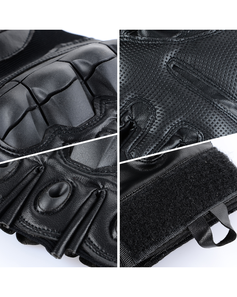 Touch Screen PU Leather Motorcycle Half Finger Glove Hard Fingerless Riding Biker Protective Gear front-4