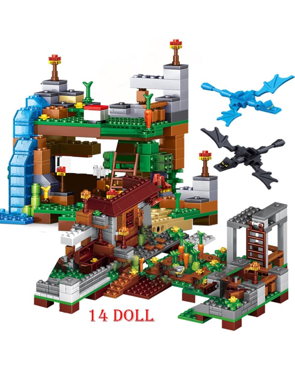 New My Worlds Compatible Building Blocks Lepining Village City Tree House Waterfall Warhorse Bricks Toys For Children front-3