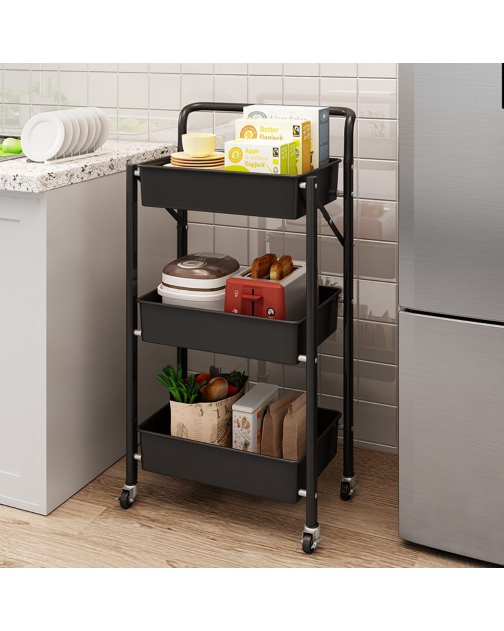 Installation-free Cart Rack Portable Foldable Storage Rack front-1