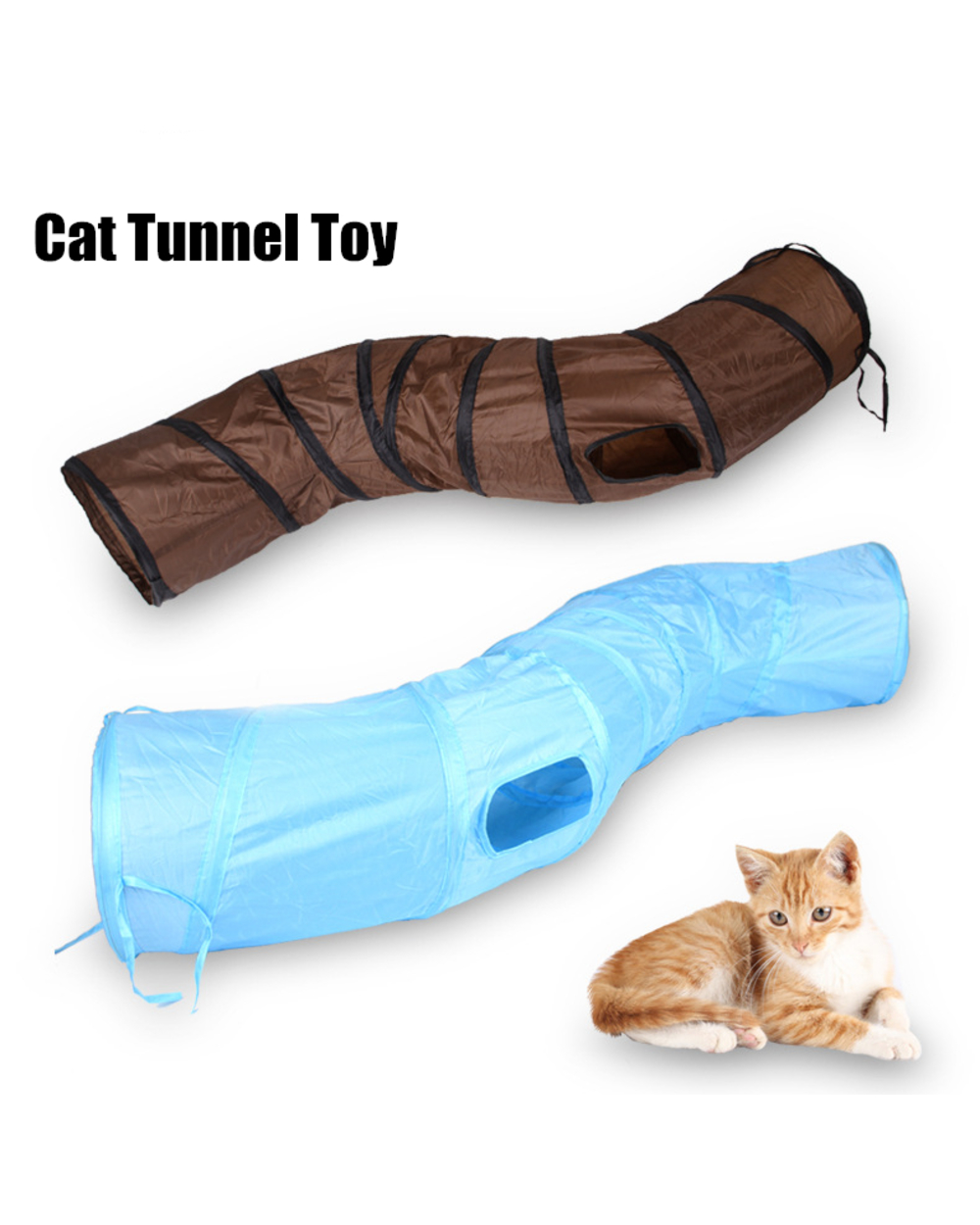 Indoor 2/3/4 5-Way Collapsible Cat Tunnel Tube Kitty Tunnel Bored Cat Pet Toys Peek Hole Toy Cat Puppy Kitty Kitten Rab front-1