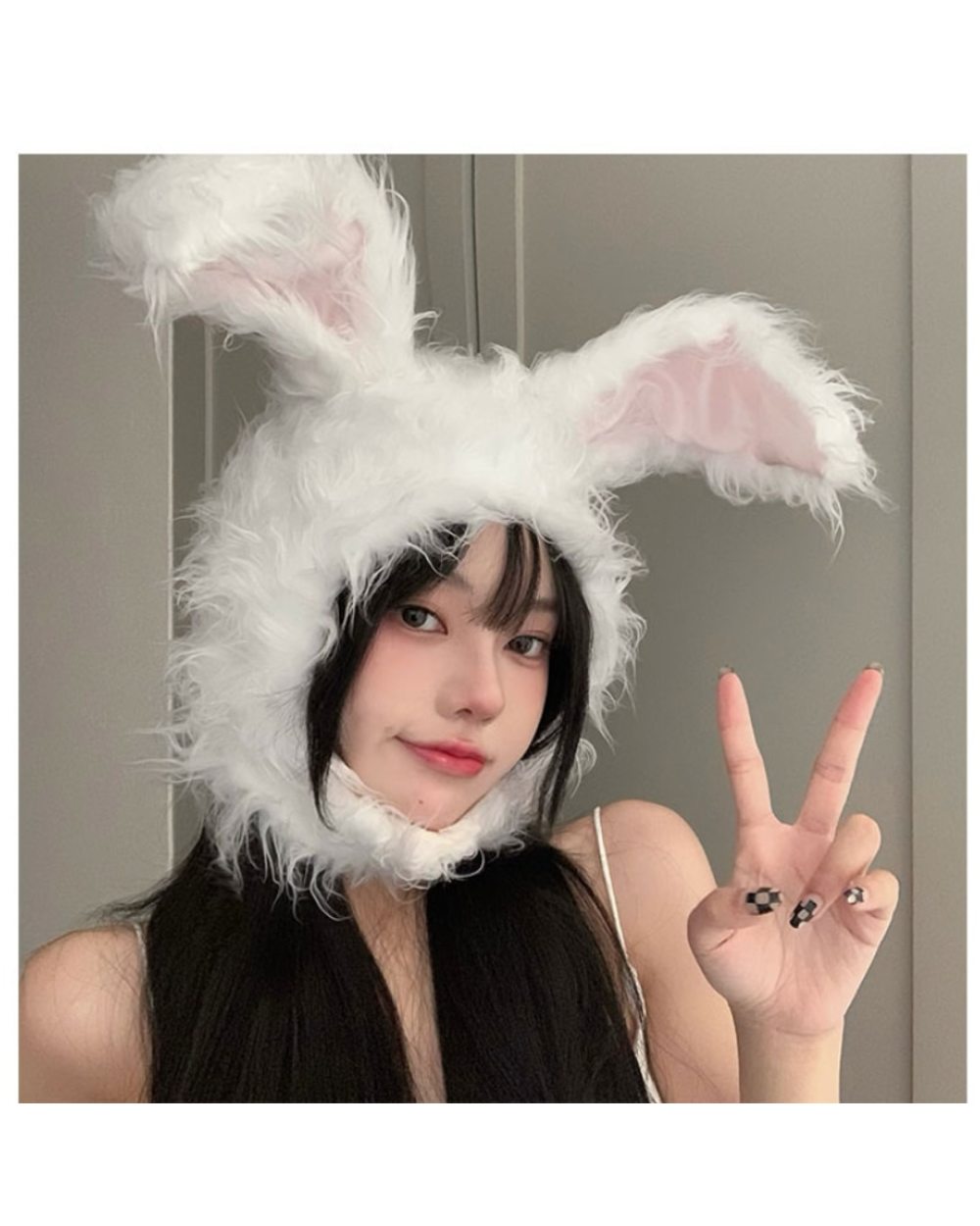 Kawaii Rabbit Bunny Ears Hat Women Girls Cute Earflap Cap Warm Head Warmer Winter Hat Girls Beanie front-0
