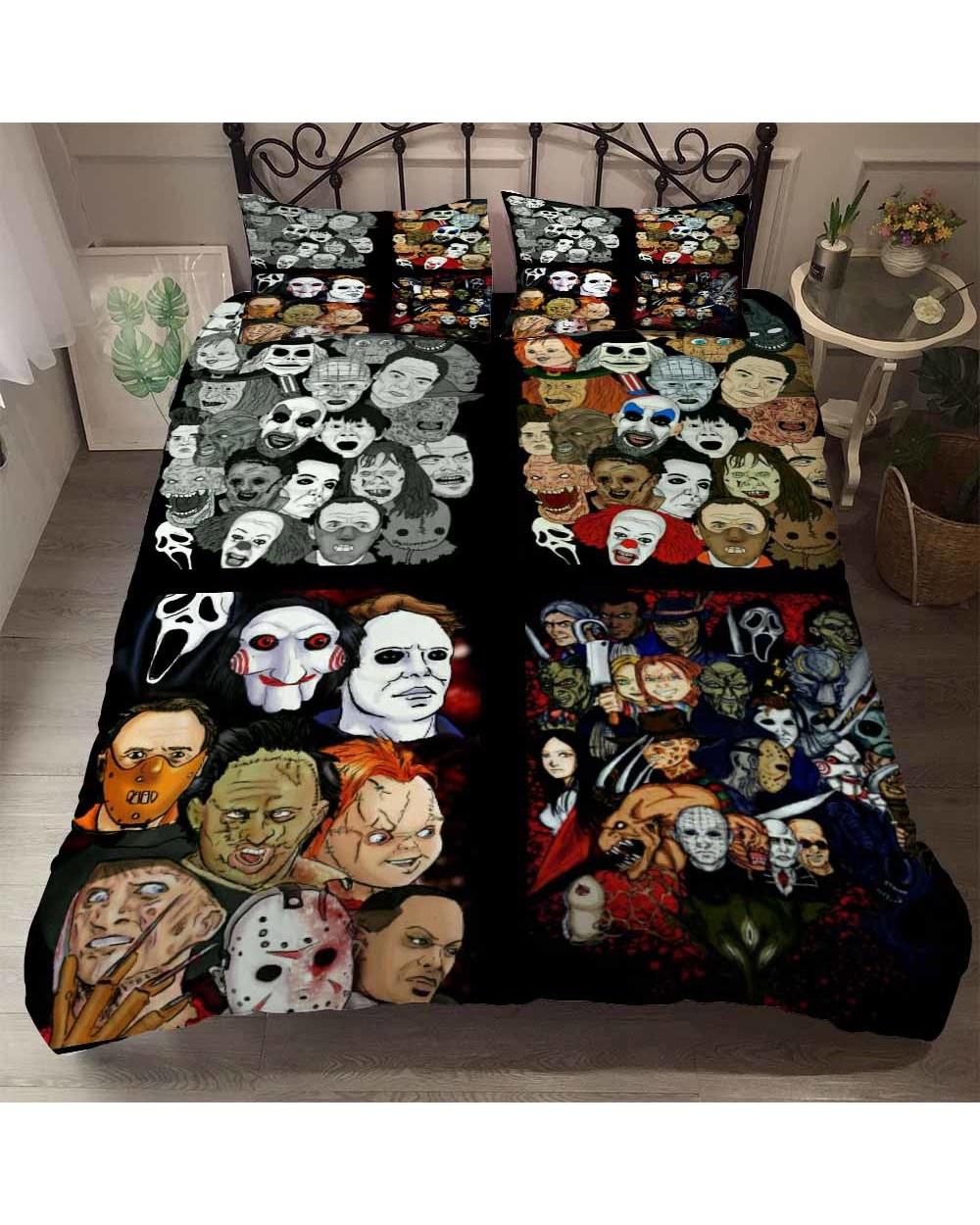 Classic Horror Character Bedding Set Queen King Twin Bed Double Size Down Quilt Set Movie Bedding Linen Set front-2