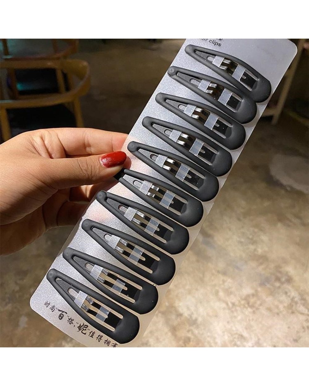 10Pcs Korean Matt Black Alloy Hairpin Big Water-Drop Geometric Solid Color Bobby Pin Women Make Up Hair Clip Barrettte front-2