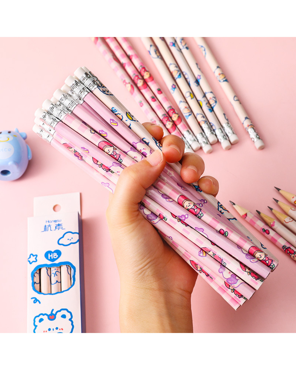 10 Pcs/Set Cartoon Animals Hb Standard Pencils With Eraser For School Cute Stationery Supplies Students Drawing Writing front-1