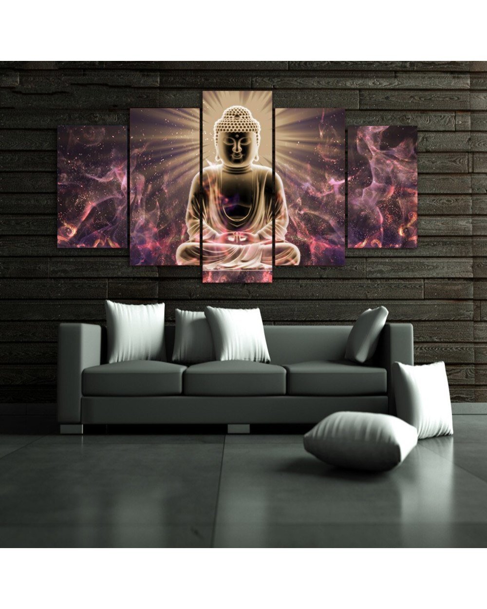 Abstract Buddha Statue Painting Modular Buddha 5 Panel Canvas Art Wall Decor front-1