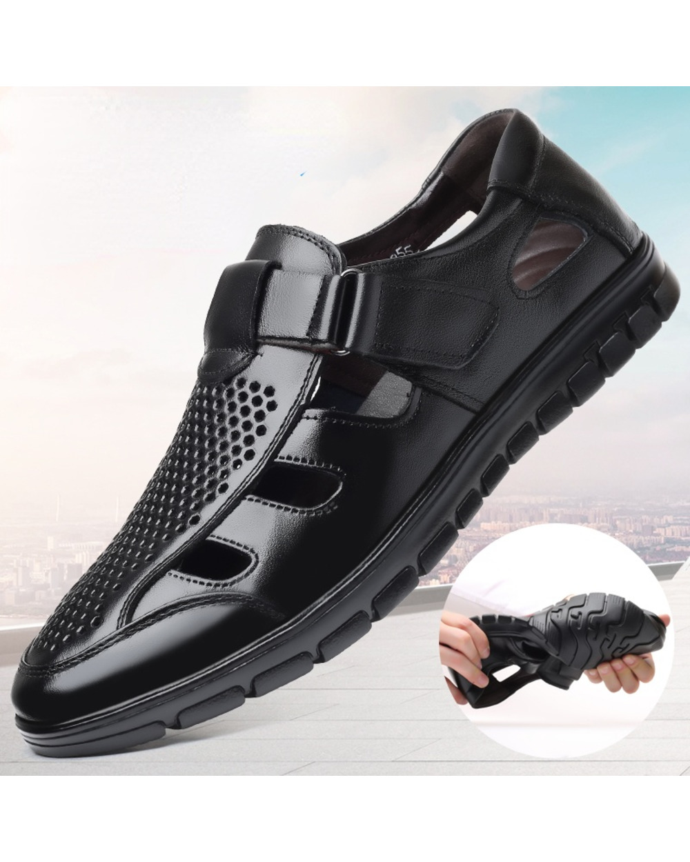 2022 New Summer Fashion Men Comfortable Sandals Cozy Hollow Soft Lighted Breathable Work Shoes front-0