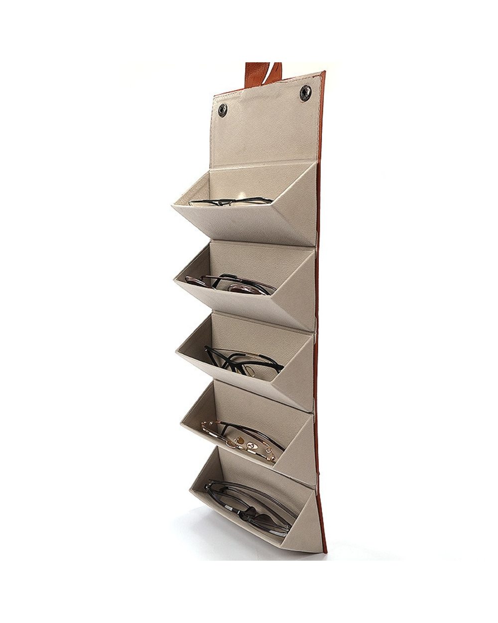 2/3/4/5/6 Multi-Slot Portable Glasses Organizer Multi-Slot Eyeglasses Storage Display Travel Folding Sunglasses Pu Leat front-3