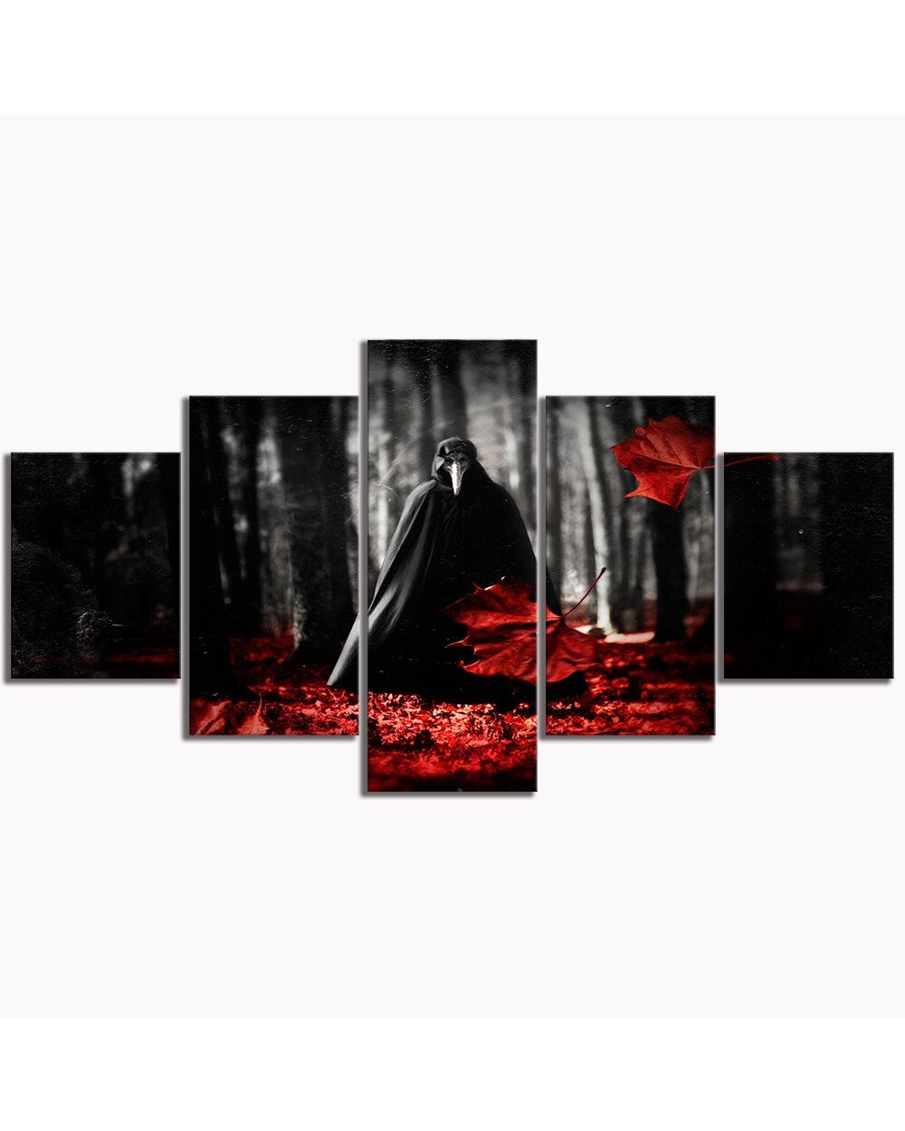 Red Of Beauty And Rage Picture Print Abstract 5 Panel Canvas Art Wall Decor front-2