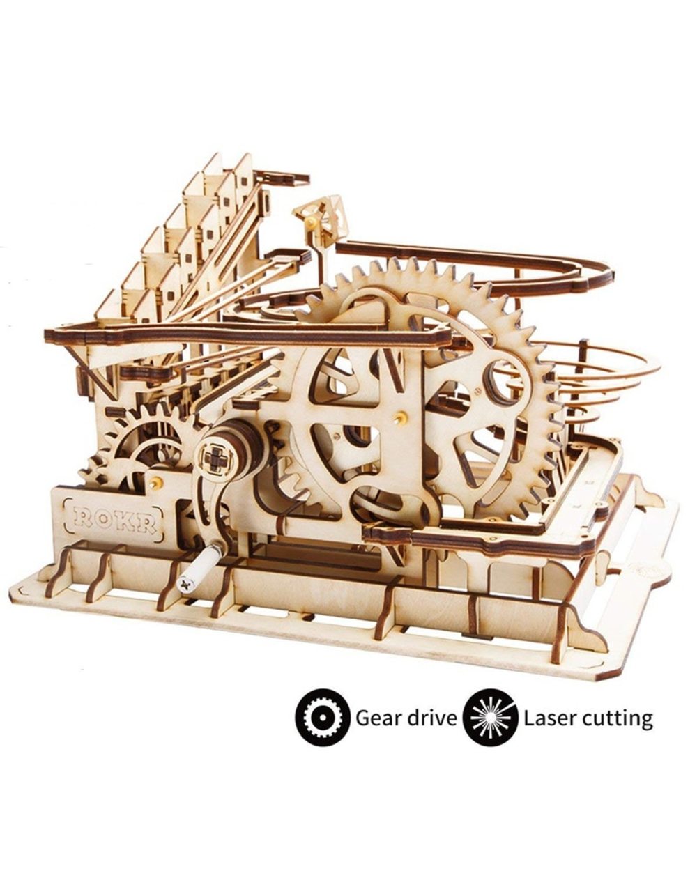 DIY 3D Wooden Mechanical Puzzle Model Building Kits Laser Cutting Action by Clockwork Gift Toys for Children front-2