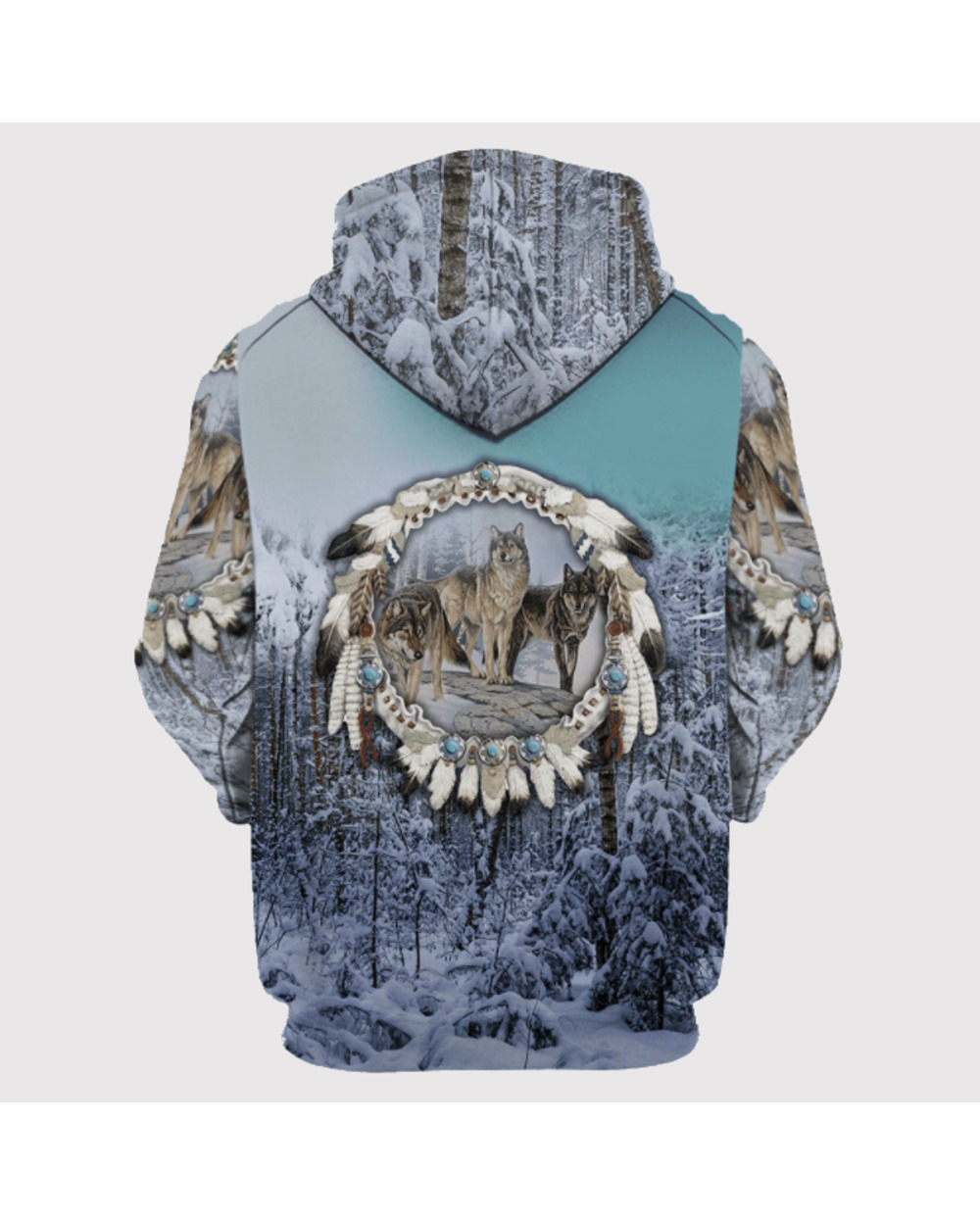 Beautiful Tribal Native Wolf 3D All Over Printed Men Hoodie Autumn Unisex Sweatshirt Zip Pullover Casual Streetwear VG06 front-1