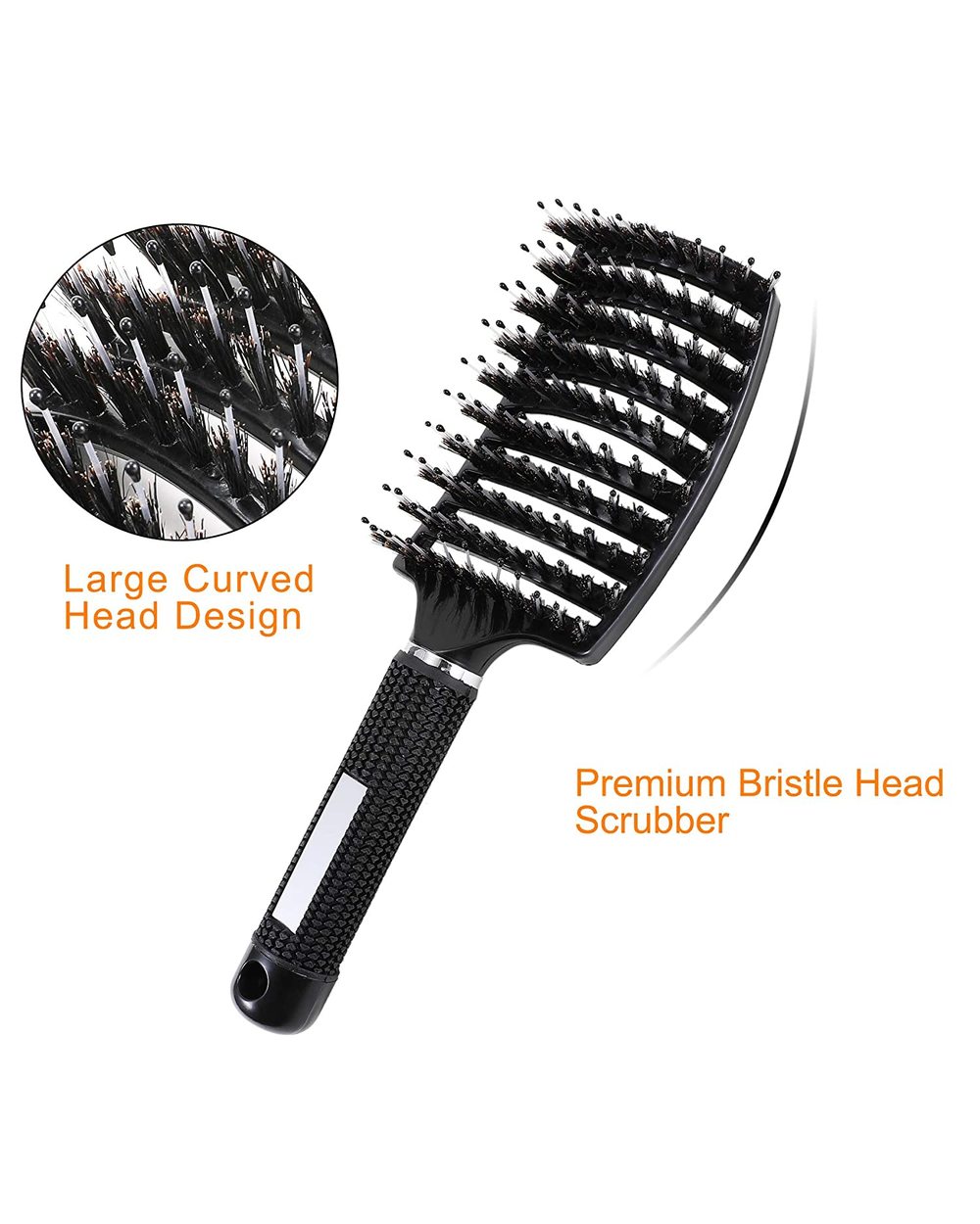2 Pack Head Scalp Massage Hair Brush Detangler Ultrasoft Boar Bristle