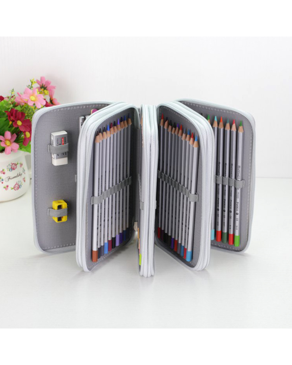36/48/72 Holes Pencil Case For Drawing Painting Art Marker Pens Multifunction Large Capacity School Stationery Bag Pouc front-0