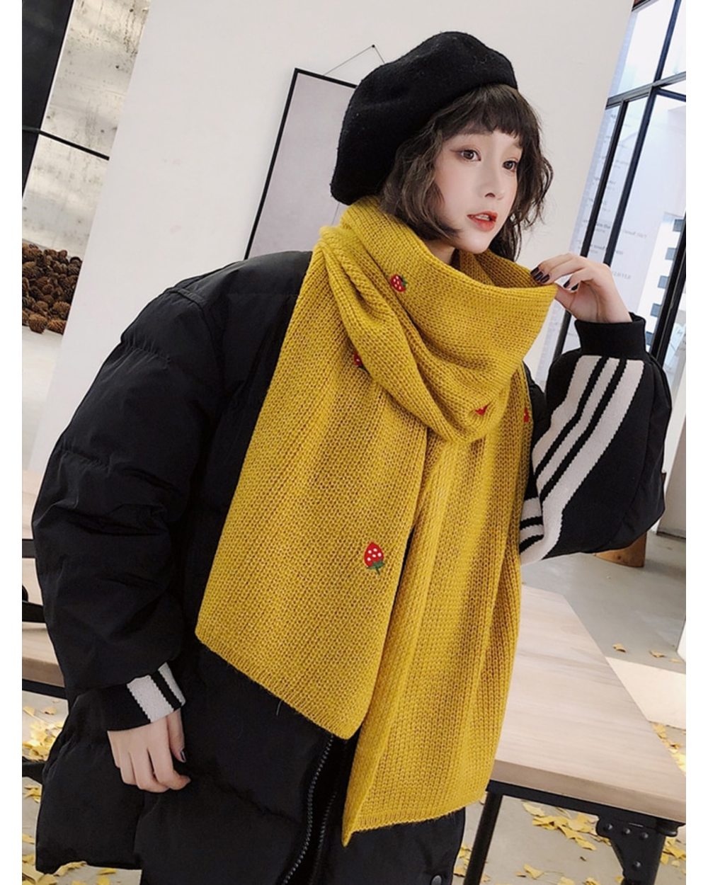 Imitation Cashmere Women Winter Scarf Strawberry Bandana Thick Wrap Shawl Lady Femme Mujer Preppy Style Bufandas Stoles front-5