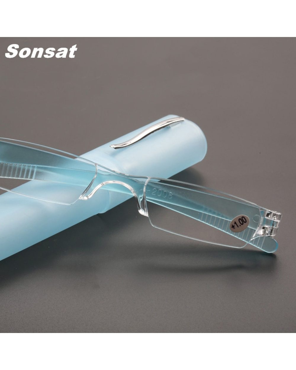 Pen Holder Reading Glasses Resin Lens Ultralight Presbyopia Eyeglasses Portable Men And Women Unisex Diopter +1.0 1.5 2 front-2