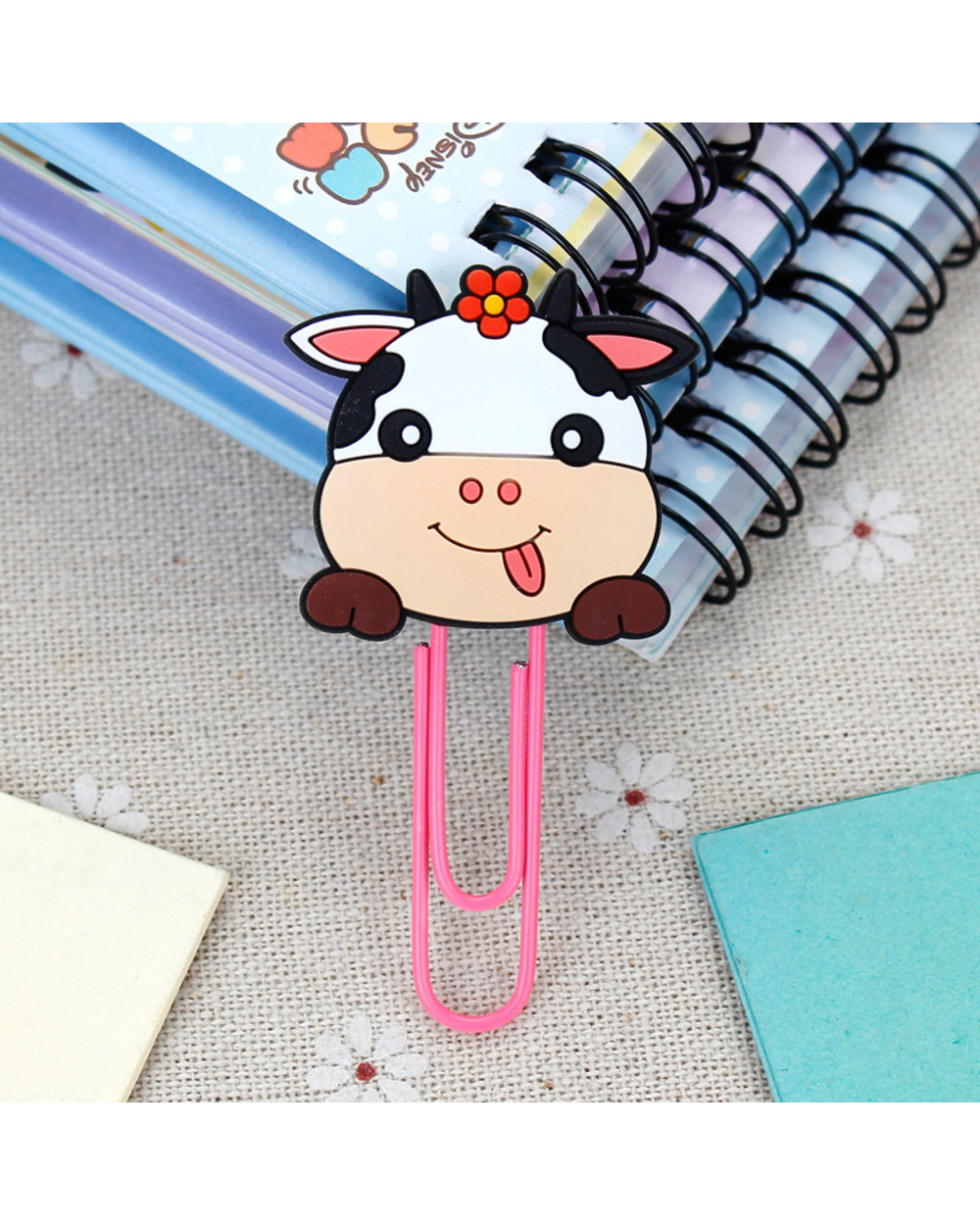 5 Pcs/Lot Cute Cartoon Animals Silicone Paper Clip Bookmark Index Teacher Gift Bookmarker Metal School Office Supply St front-3