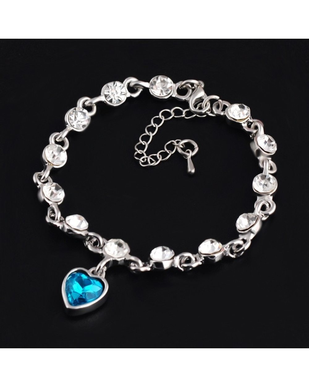 High Quality White/blue Crystal Zircon Bracelets for Women Romantic Titanic Ocean Heart Bracelets front-1