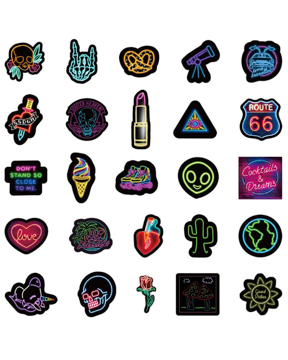 10/30/50PCS Cool Neon Light Graffiti Stickers DIY Motorcycle Travel Luggage Phone Guitar Fridge Laptop Fun Kids Sticker front-5