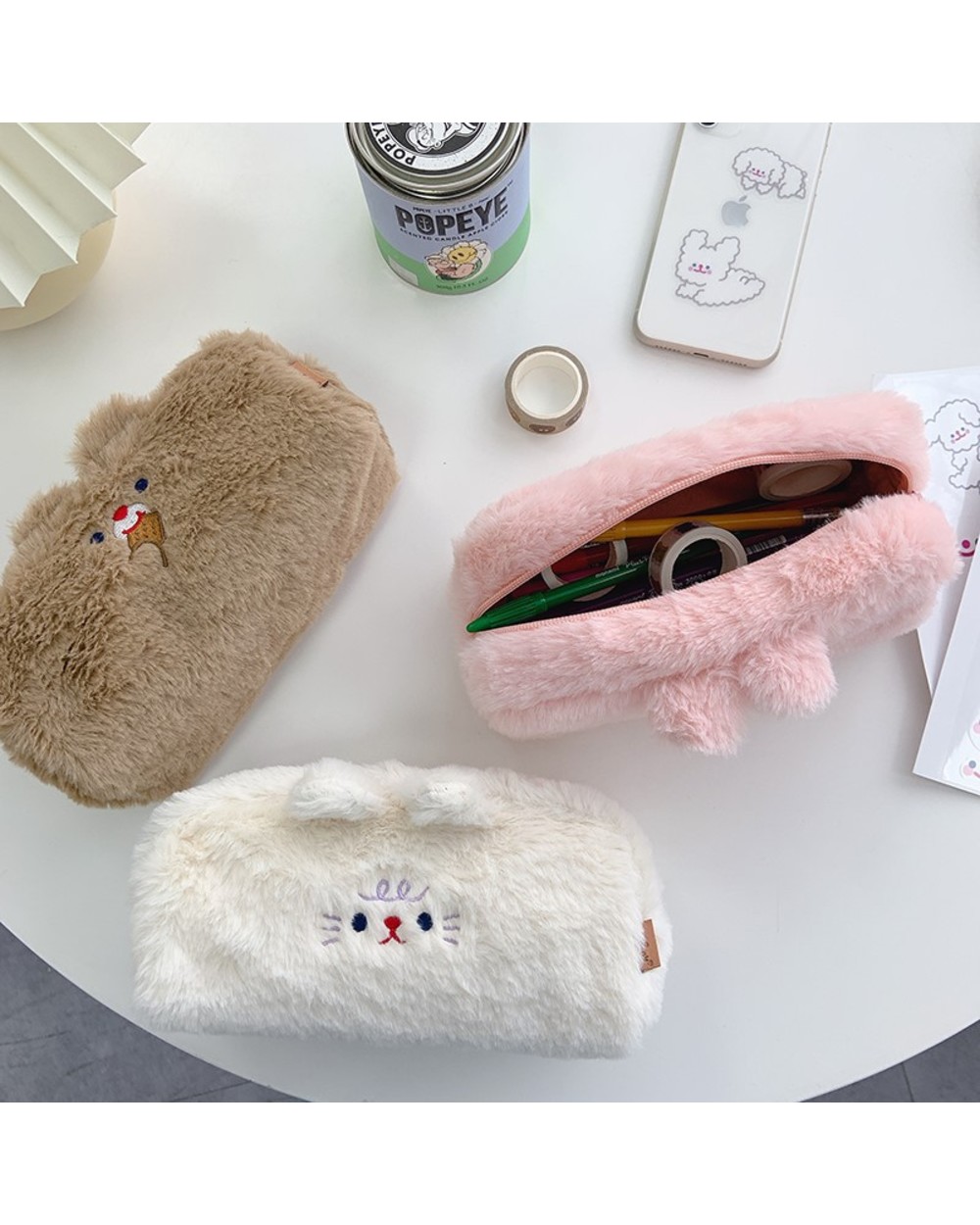 Kawaii Korea Pencil Bag Cute Pencil Box Pencilcase Plush Pencil Case Fabric Quality School Supplies Stationery For Stud front-0