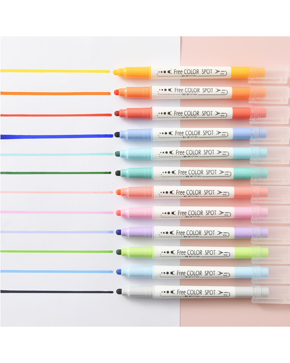 12 Colors Creative Highlighter Pen Novelty Colored Dot Painting Color Markers Dual-Tip Hand Account Pens For School Chi front-3