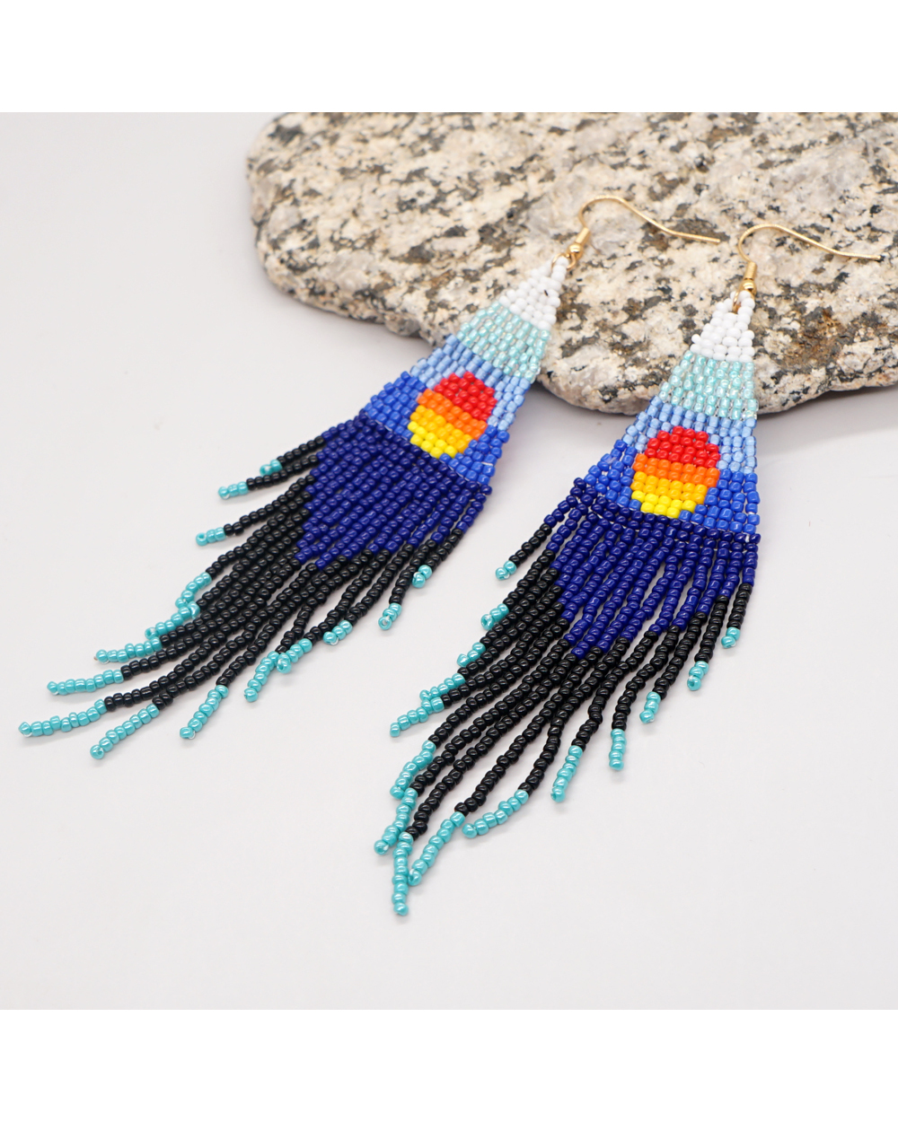 Native Style Miyuki Beaded Earrings for Women Jewelry Sunrise Pattern front-4