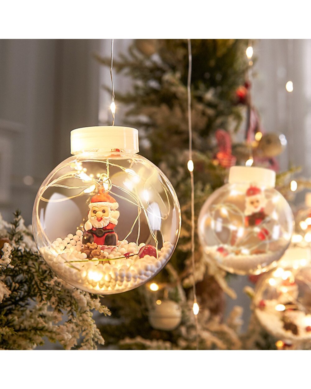 Set Santa Claus LED Curtain String Light Hanging Ball 2022 Christmas Decoration Led Lights Home Tree Decor Ornament front-4