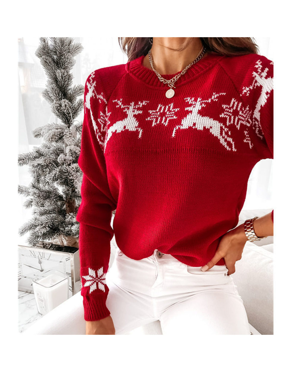 Christmas Sweater Ugly Knitted Long Pullover Jumpers Women Jerseys Mujer Invierno Pull Femme Tops Sleeve Swetry front-0