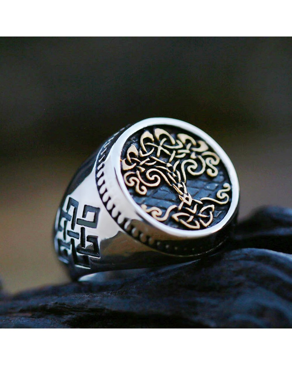 Vintage Viking Tree Of Life Ring For Men front-0