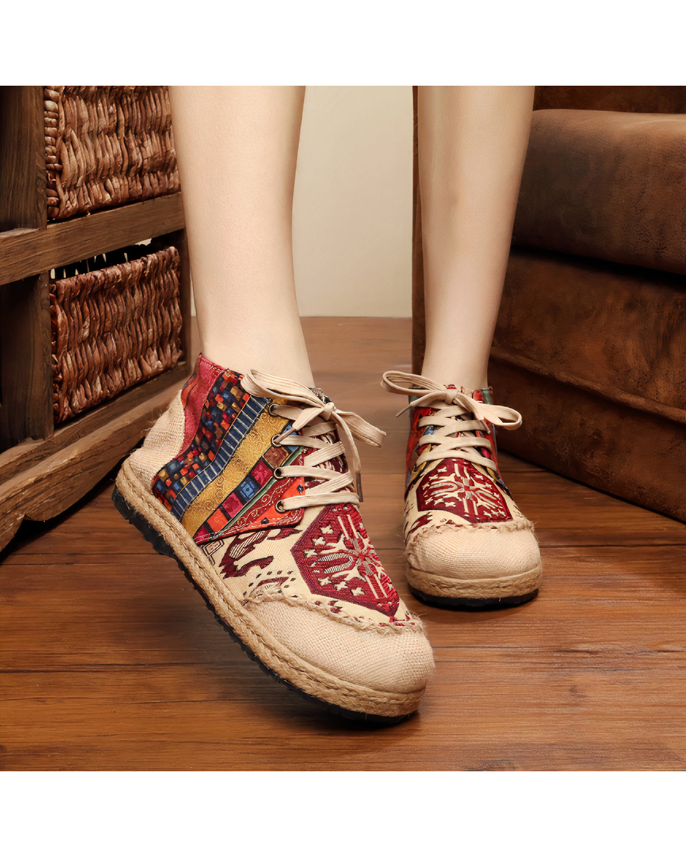 Embroider Shoes Women Ankle Boots Flat Autumn Shoes Comfortable Cloth Shoes VG06 front-0
