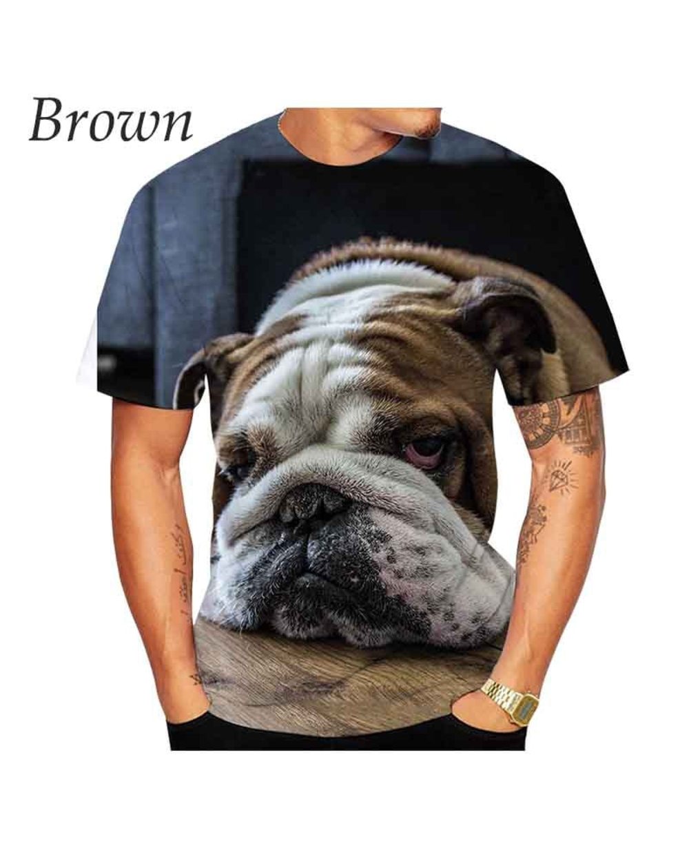Unisex Cute Bulldog 3D Printed Cute T-shirt Fitness Short Sleeve Tops Tee front-5