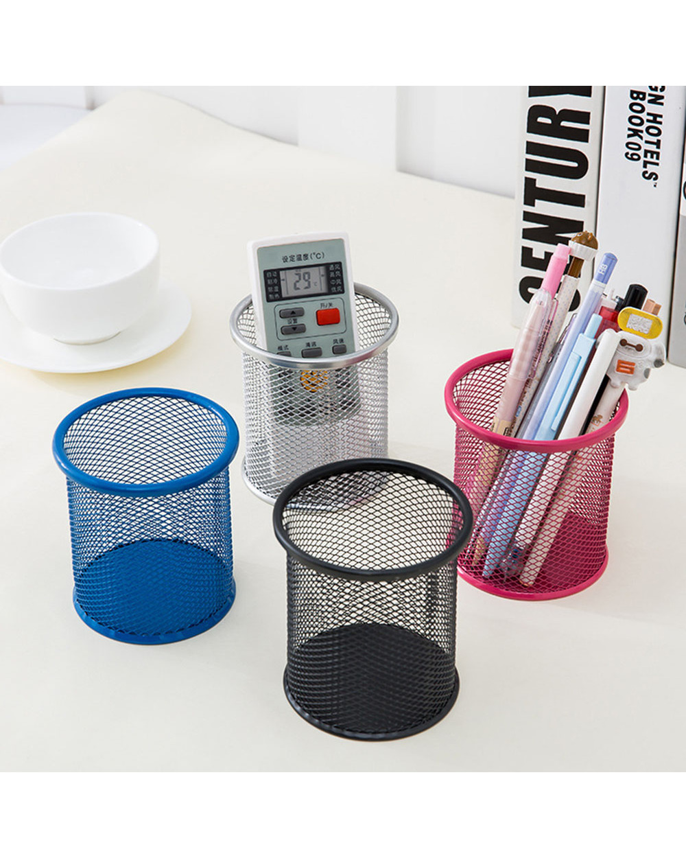 Large Capacity Desk Pen Holder Pencil Makeup Storage Box Desktop Organizer Stand Case School Office Stationery front-2
