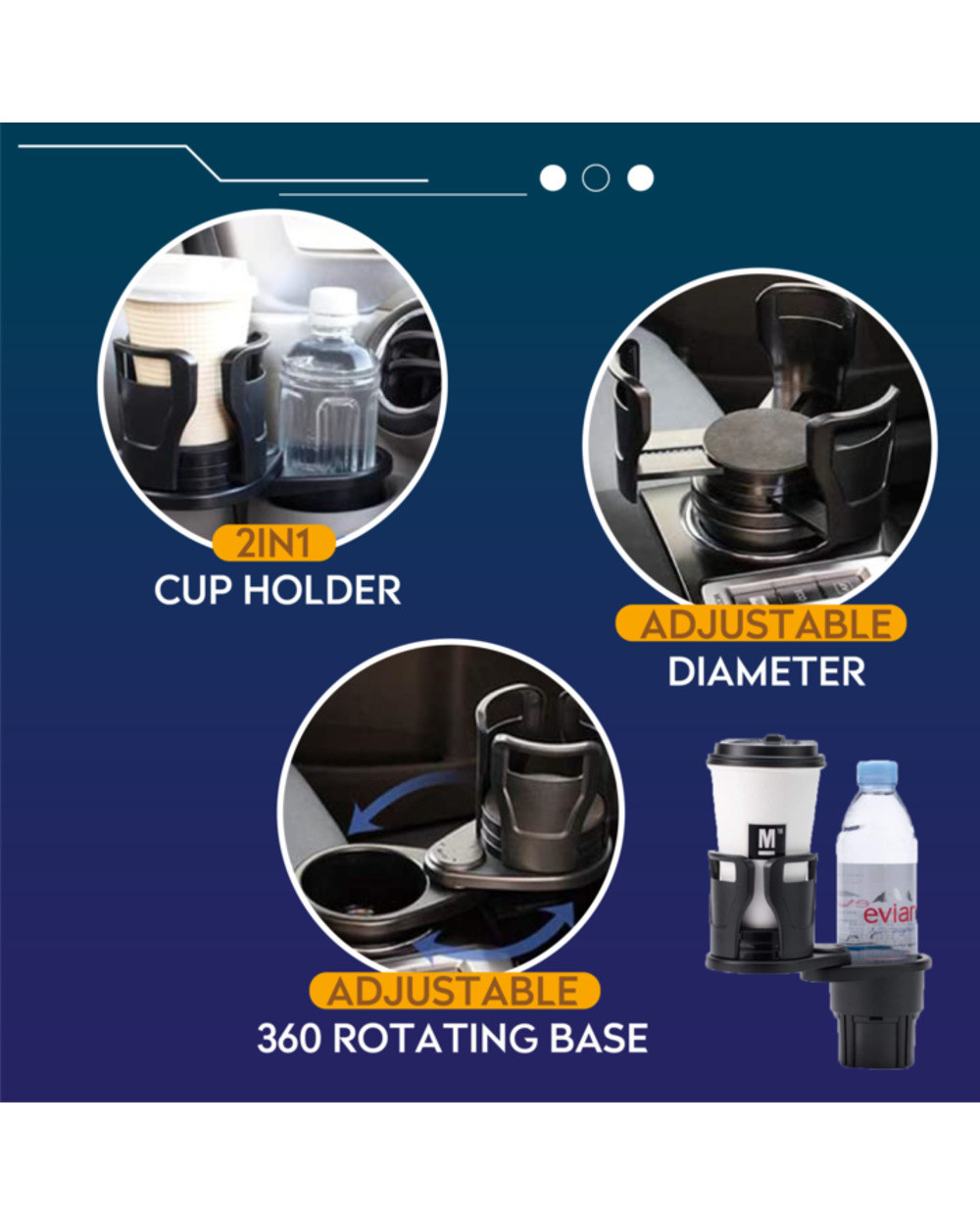 Beker Holder - All Purpose Car Cup Holder And Organizer front-3
