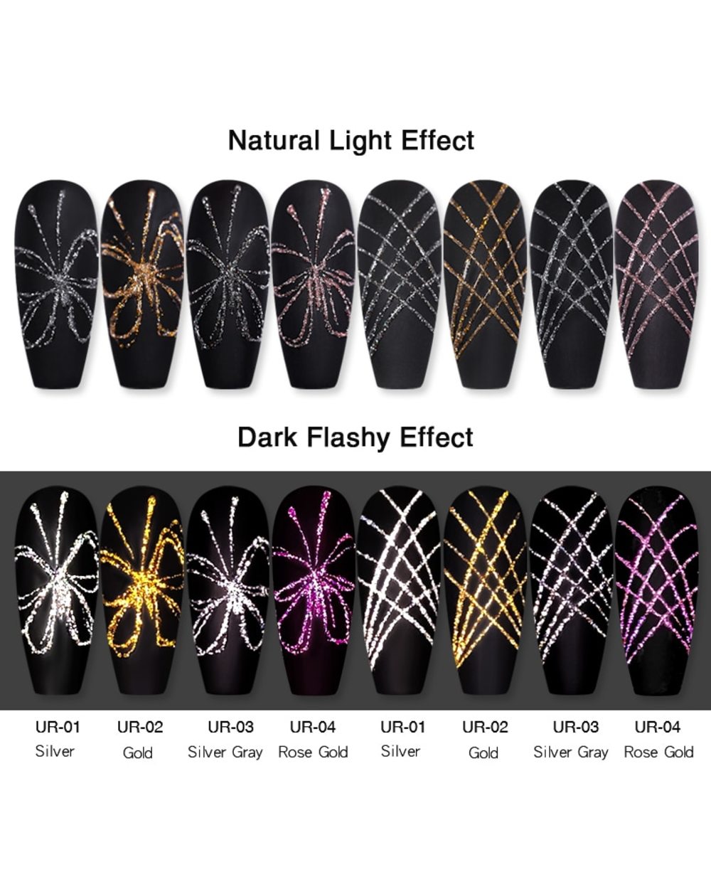 UR SUGAR Reflective Glitter Silver Gold Line For Nails Art Manicure Gel Varnishes Drawing Painting UV Gel Polish front-1