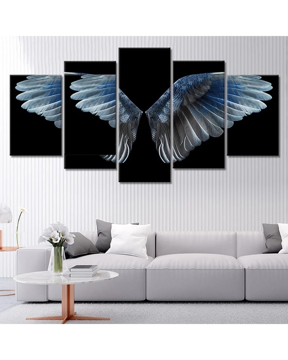 Abstract Black Wings Picture Print Abstract 5 Panel Canvas Art Wall Decor front-1