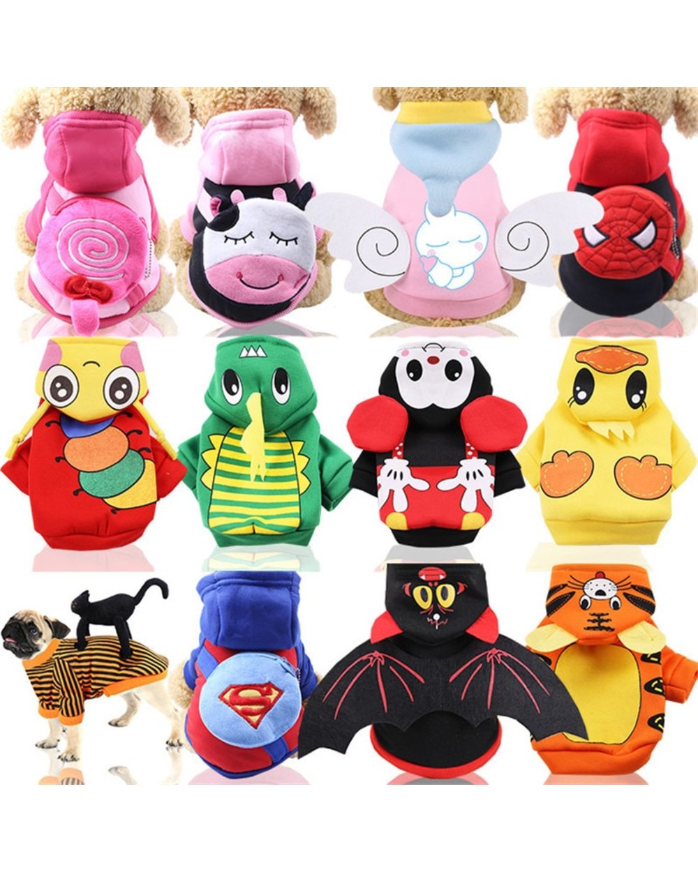 Autumn Winter Pet Coat Dog Clothes Cute Coin Bag Cartoon Dog Hoodies Cat Clothes Fleece Coat Pet Supplies Christmas front-0