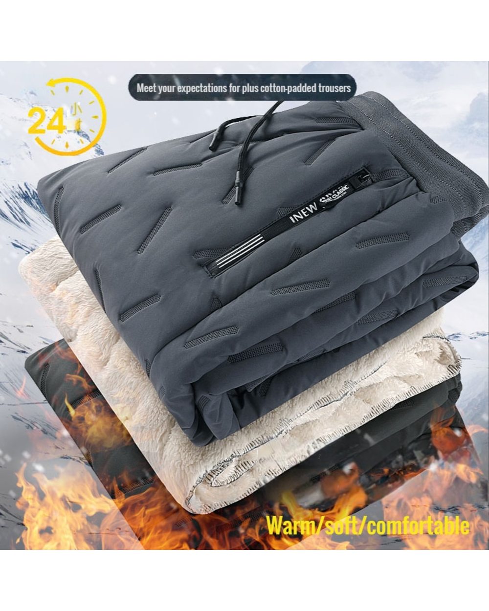 This is a Discount for you - Sweatpants Casual Fleece Warml Thicken Joggers Pants Water Proof Black Gray Thermal 7XL front-2