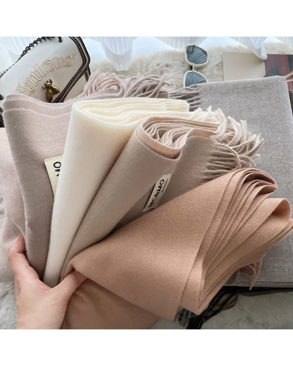 2022 Winter Scarf Solid Thick Women Cashmere Scarves Neck Head Warm Hijabs Pashmina Lady Shawls Wraps Bandana Tassel front-0