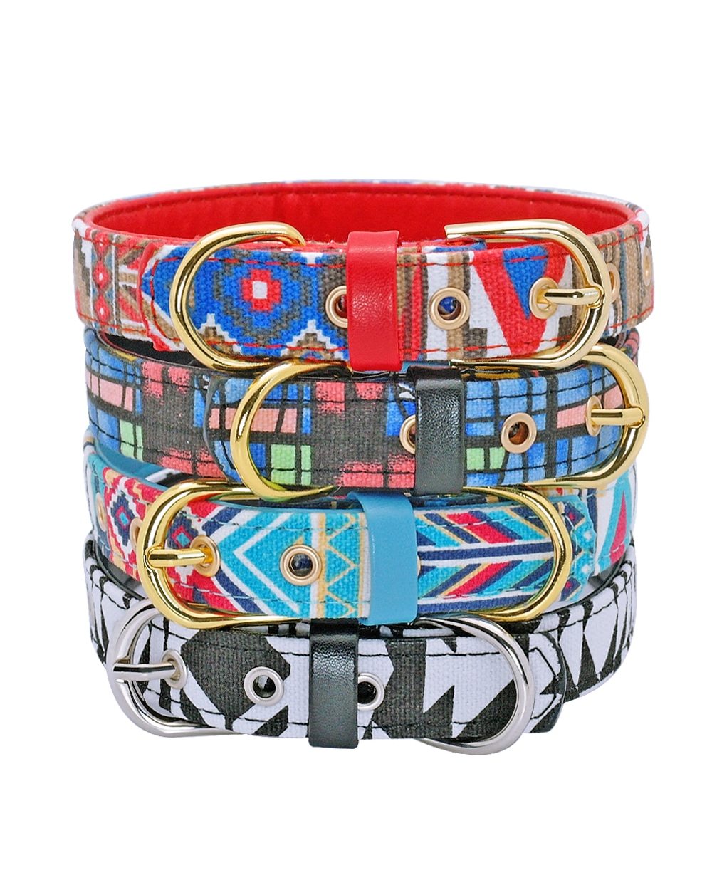 PU Leather French Bull Dog Collar Printed Pet Puppy Dog Collars Adjustable For Medium Large Dogs Collier front-2
