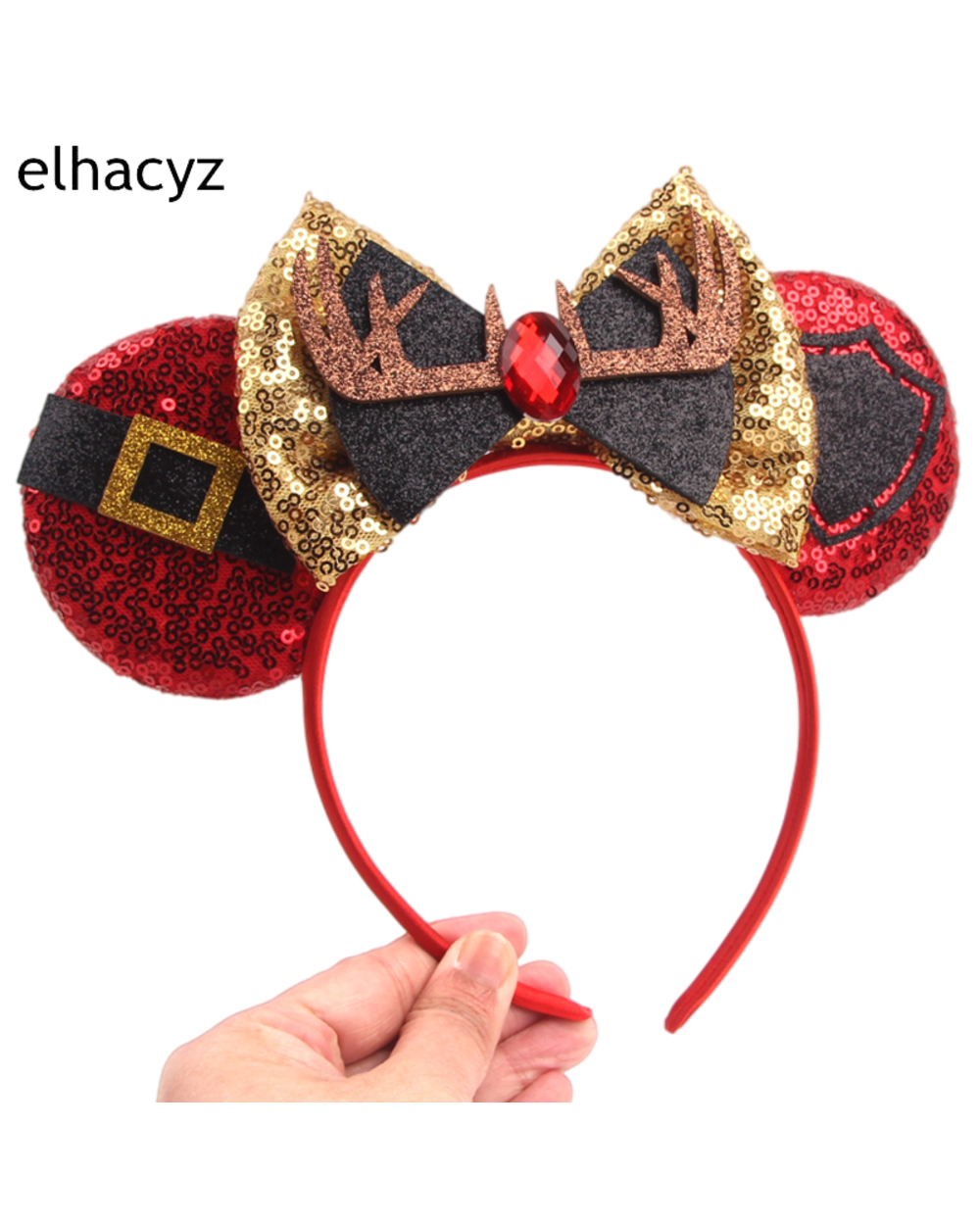2022 New Festival Sequins Bow Mouse Ears Hairband Party Hair Accessories Glitter Halloween Headband For Women Girls front-2