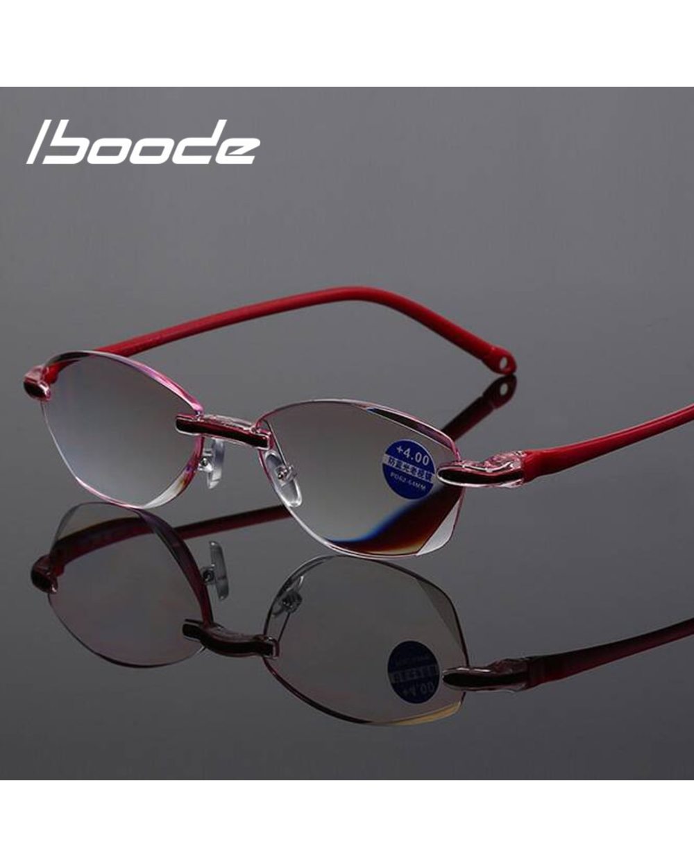 Iboode Diopter +1.0 +1.5 +2.0 +2.5 +3.5 +4.0 Frameless Anti-Blue Light Reading Glasses Women Ladies Presbyopia Eyewear front-0