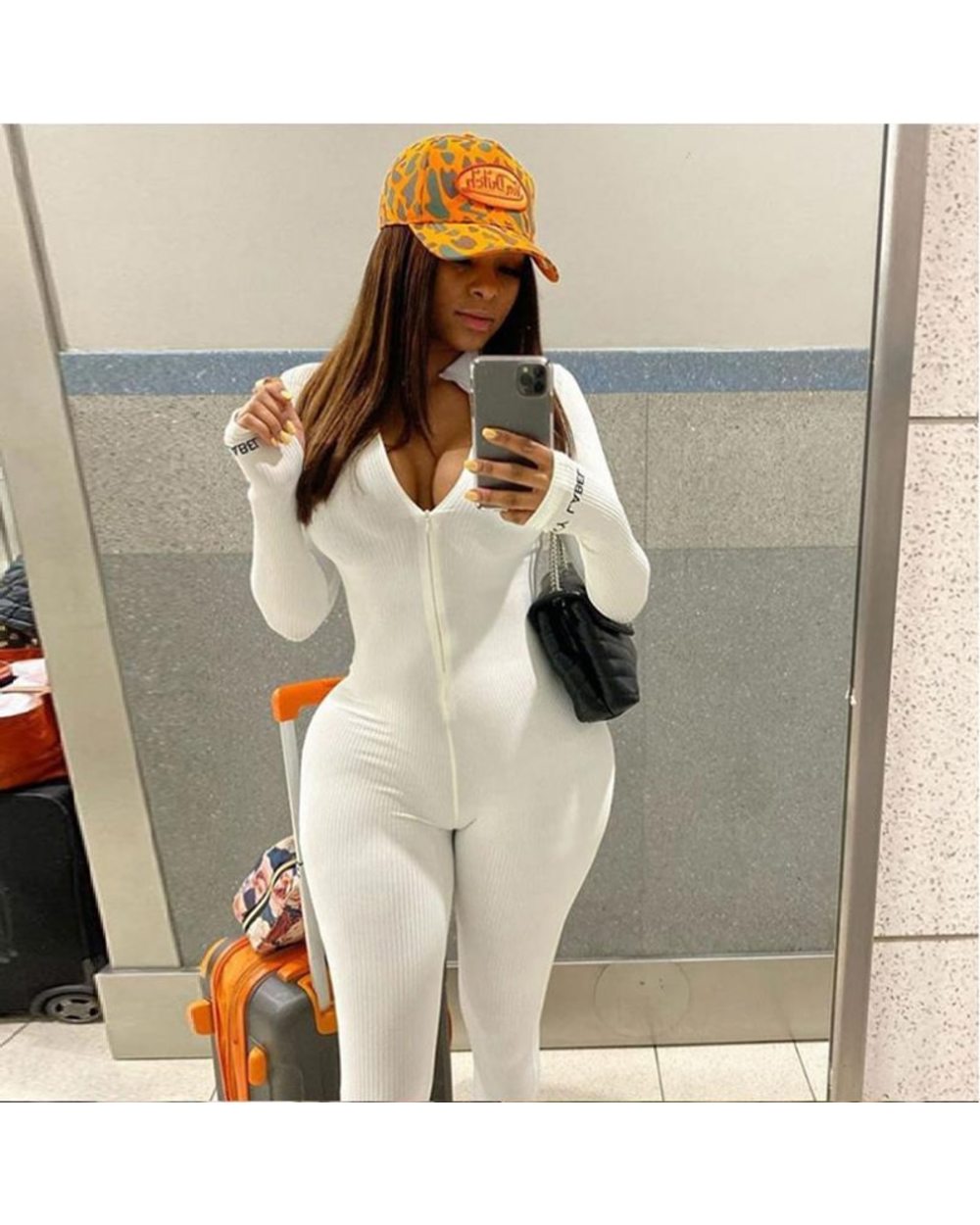 Lucky Label Jumpsuit For Women 2020 Long Sleeve Casual Skinny Turtleneck Catsuit Zipper Sport Wear Bodysuit Black Fitnes front-3