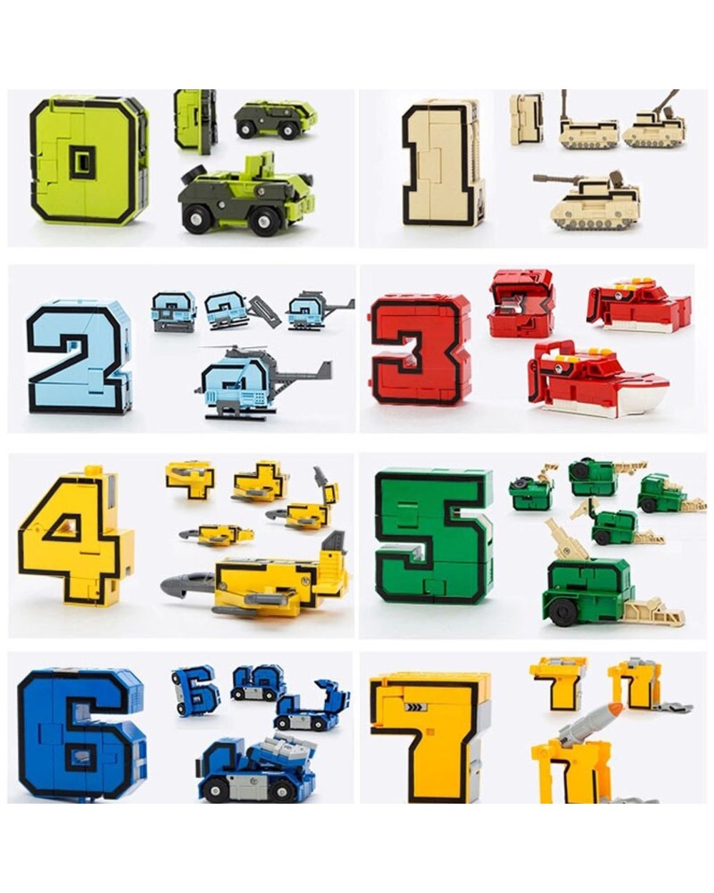 10Pcs Creative Assembling Educational Blocks Action Figure Number Transformation Robot Deform Plane Car Gift Toys front-2